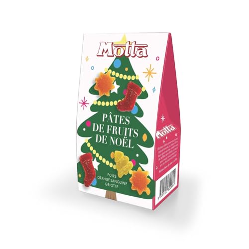 Motta - Pâtes de fruits Les Décors de Noël - Poires, griottes, orange sanguine - Boîte 180g