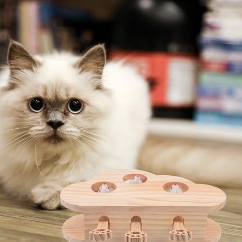 TEHAUX Jeu interactif pour chat en bois pour stimuler votre félin