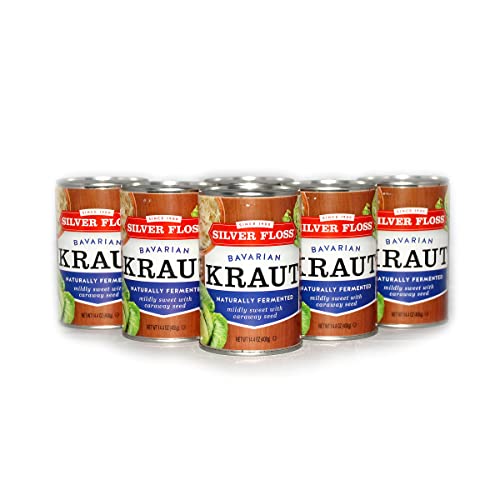 Silver Floss Bavarian Sauerkraut Canned Bundle - Pack Of 6 X 14.4 Silver Floss Saukerkraut Bavarian, Naturally Fermented, Bundled With Jfs Recipe Card #TOP1