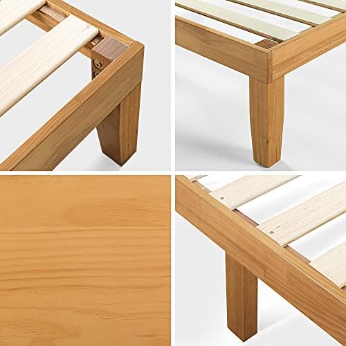ZINUS Moiz 35 cm Wood Platform Bed Frame | Solid Wood Foundation | Wood Slat Support | Easy Assembly | Double | Natural
