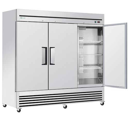 Image of 81 inch Commercial Freezer, Upright Freezer with 3 Solid Door, -8℉~0℉, 72 Cu.Ft Reach-in Freezer, Stainless Steel Interior and Exterior Construction, ETL and DOE