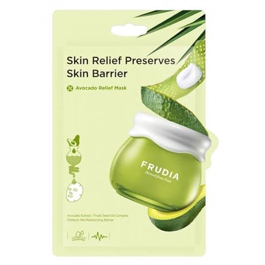 Las mejores mascarillas exfoliantes para este 2024 2 FRUDIA. Mascarilla Facial Aliviadora de Aguacate Calmante Avocado sheet mask