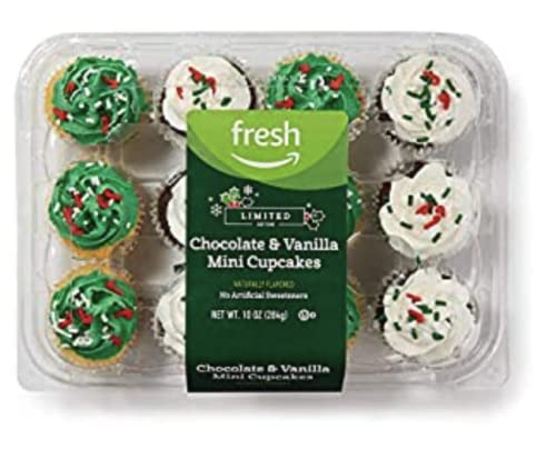 Fresh Brand – Holiday Chocolate & Vanilla Mini Cupcakes, 10 oz (12 ct) (Seasonal)