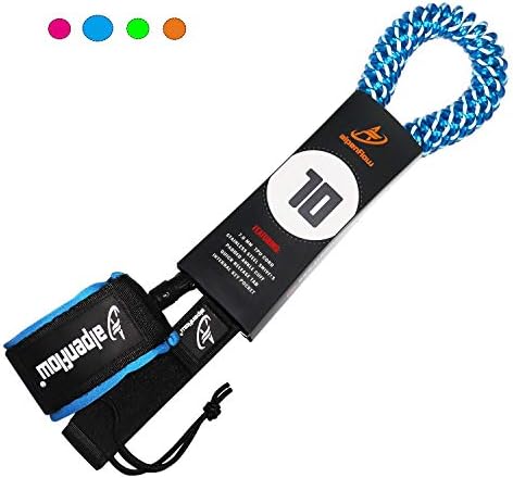 A ALPENFLOW 10' Coiled SUP Leash Stand up Paddle Board Leg Rope 10ft Paddleboard Legrope