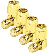 CNARIO SMA Coax Adapter SMA 90 Degree Connector SMA Male to SMA Female Right Angle Adapter Gold P...
