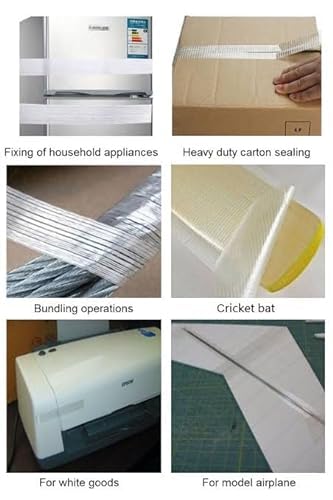 Image of AR Cross Filament Strapping Tape (Size - 2 Inch x 50 Meter) Heavy Duty Transparent Reinforced Fiberglass Pack of 1