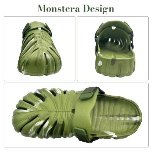 Variegated Monstera Shoes for Women and Men, Monstera Leaf Pattern Slippers Summer, Anti-Slip Soft Plant Print Slides2