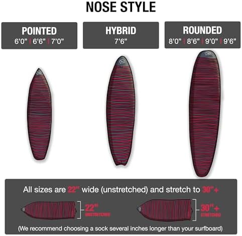 Ho Stevie! Surfboard Sock Cover - Light Protective Bag for Your Surf Board [Choose Size and Color] (Red and Gray, 6'0")