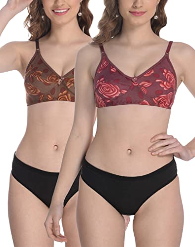 Image of StyFun Women Cotton Bra Panty Set for Women Lingerie Set Bra Panty Set Bra Panty Set for Women with Sexy Bra Panty Set for Women, See Main Image to Check How Many Sets You Will Get