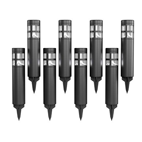 Solar Path Bollard Lights, Set of 8-15.4&rdquo; Outdoor Stake Lighting for Garden, Landscape, Yard...