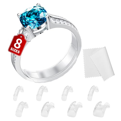 Ring Sizers for Loose Rings - 8 Pack Invisible Guards Resizer for Men and Women, Use 8 Width Sizes...