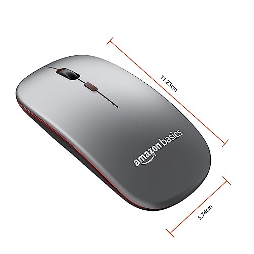 Image of amazon basics 2.4GHz Wireless + Bluetooth 5.1 Mouse, Multi-Device Dual Mode Slim Rechargeable Silent Click Buttons Wireless Bluetooth Mouse, 3 Adjustable DPI