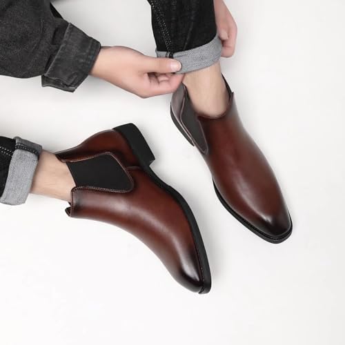 Image of SANNAX Men's Chelsea Boots Classic Business Leather Shoes Casual Dress Ankle Boot