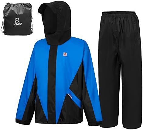 RANDO Rain Suits For Men And Women Waterproof | Rain Gear For Men And Women | Motorcycle Rain Gear - Reflective 3 Pieces GEM (as1, alpha, l, regular, regular, Blue)