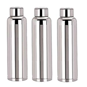 Tallboy Stainless Steel Water Bottle, 1 Liter, Set of 3, Silver