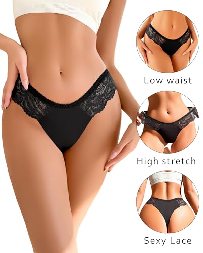 Seamless Underwear women Pack Thongs for Women No show Sexy Breathable Panties Ladies Lace Thong 6 Packs XS-XL2