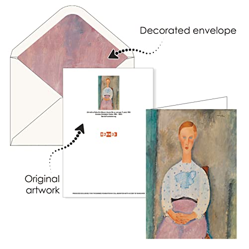 Image of RainCaper Fine Art Keepsake 5x7 Blank Stationery Greeting Note Cards With Decorative Envelopes, Gift Boxed Set of 16 | 300 GSM Cardstock (Barnes /Modigliani)