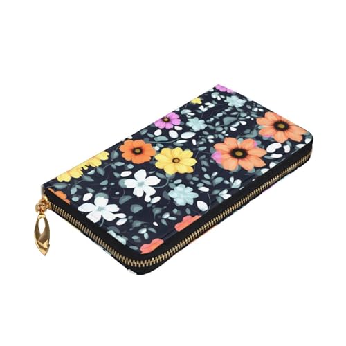 Beau portefeuille en cuir de qualité supérieure à motif de fleurs colorées - 3