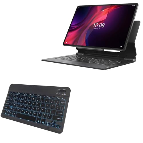 BoxWave Keyboard Compatible with Lenovo Tab Extreme - SlimKeys Bluetooth Keyboard - with Backlight, Portable Slim LED 7 Colors - Jet Black
