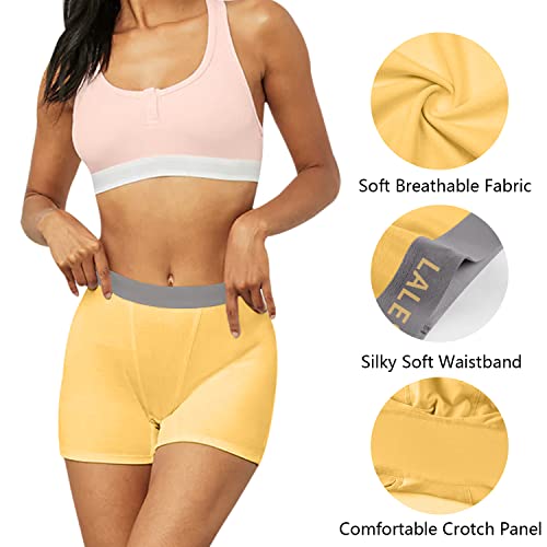 Image of LALESTE Women Cotton Boxer Briefs 3 inch Inseam Boy Shorts Underwear Anti Chafing Shorts 5 Pack