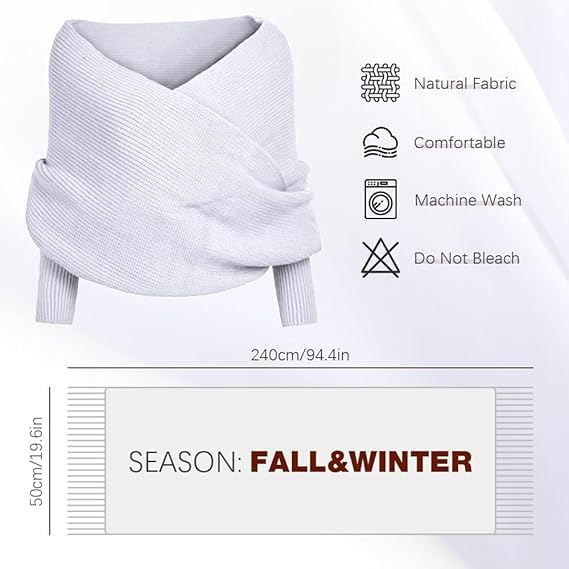 Freyaharper Scarves,Scarf with Sleeves for Women - Knitted Wearable Blanket Shawl, Thermal Arm Cover for Outdoor2