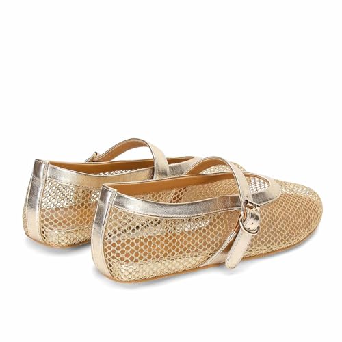 Image of MICIFA Women's Mesh Ballet Flats Fishnet Ballerina Flats Buckle Strap Mary Jane Causal Daily Dress Shoes