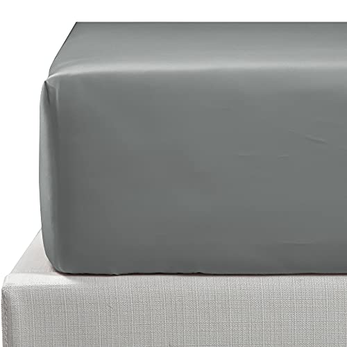 NTBAY 500 Thread Count 100% Egyptian Cotton Double Fitted Sheet, Super Soft Cozy and Breathable Deep 12" / 30cm Fitted Bed Sheet, Dark Grey