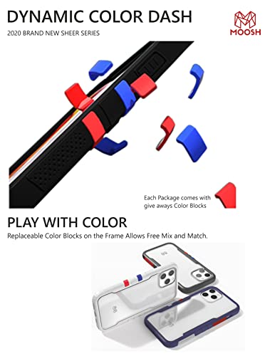 Image of MOOSH Commuter Series for iPhone 12 Mini Case Clear Back 10FT Drop Tested Scratch-Resistant Raised Edges Replaceable Colour Blocks Shock Absorption Apple iPhone 12 Mini Case 5.4 inch (Blue)