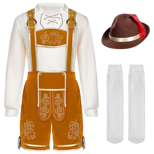 Spooktacular Creations Halloween Men Oktoberfest Costume Set, Lederhosen Men with German Bavarian Hat, Beer Costume, Adults Halloween Ginger Outfit for Beer Festival Party (Large) - image 3