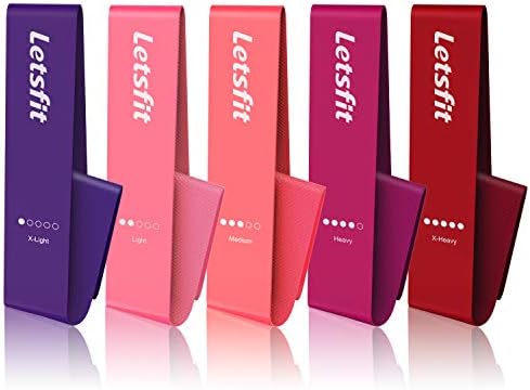 Letsfit Anti-Roll Up Resistance Loop Bands, Resistance Workout Bands for Home Fitness, Stretching, Strength Training, Physical Therapy, Natural Latex Exercise Bands, Pilates Flexbands