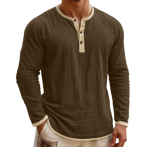 Camiseta Henley cómoda de algodón transpirable que no pierde la forma