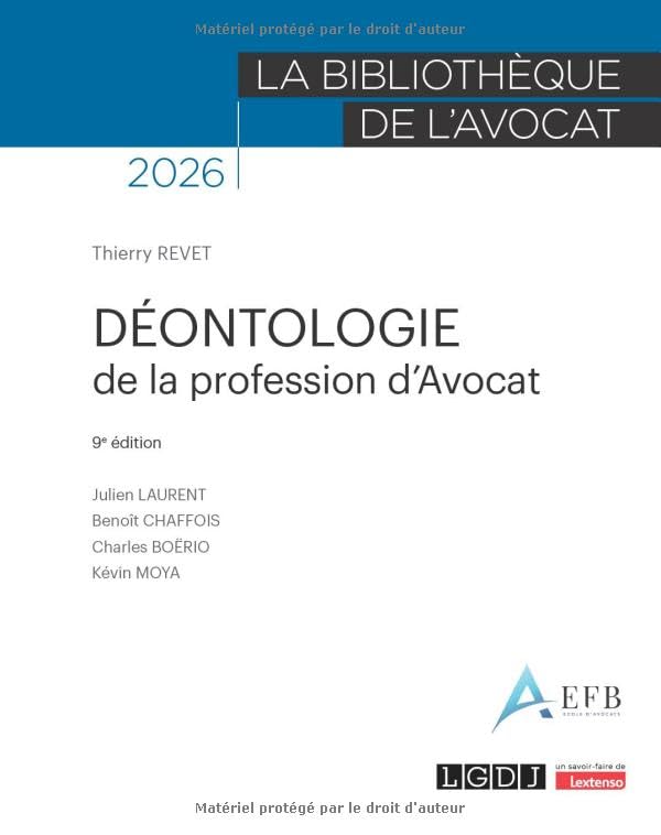 Déontologie de la profession d'avocat (2026)
