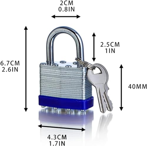Image of 4 Pack Pad Locks with Same Key, Heavy Duty Keyed Alike Locks | Same Key Convenience, 4 Locks Share Keys, Durable Steel Body for Storage, Gates, Garages and Outdoor Use