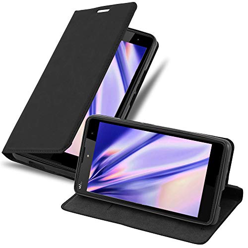 cadorabo Coque pour WIKO Robby en Noir Nuit - Housse Protection avec Fermoire Magnétique, Stand Horizontal et Fente Carte - Portefeuille Etui Poche Folio Case Cover