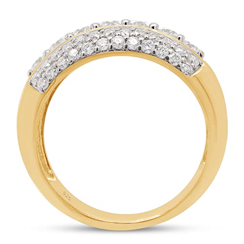 SAVEARTH DIAMONDS Wedding Bands for Women 1 1/10 Carat Round Moissanite Multi-Row Anniversary Band Ring in 14K Gold Over Sterling Silver4