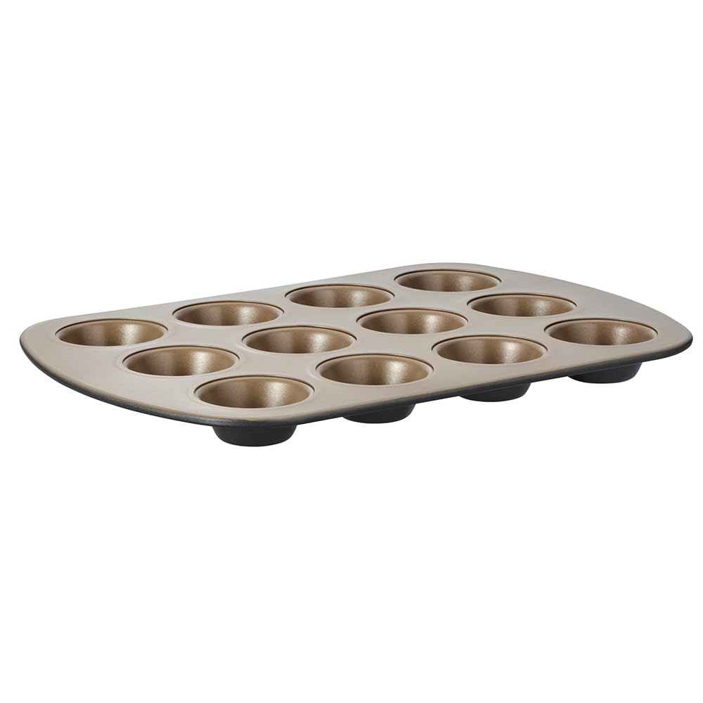 Stanley Rogers Ceramabake 12 Cup Mini Muffin Tray, Healthy Non-Stick Ceramic Baking Pan Free from PFAS, PFOA, PTFE, Cadmium & Lead, Ideal for Cupcakes, Mini Cakes, Muffins and Oven Baking