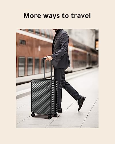 Luggex Black Carry On Luggage 22X14X9 - Polycarbonate Expandable Hard Shell Suitcase With Spinner Wheels #TOP4