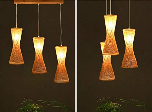 Pendant Lamp Handwoven From Bamboo Pendant Lamp Creative Design Lampshade Personalized Tempered Rattan Chandelier Lamp For Dining Room Bedroom, 45Cm #TOP4