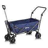 ✔ Mehrzweck Outdoor Bollerwagen --- Dank der breiteren PU-Bereifung-Räder mit Bremse und verbesserten Lagern, können nun die zwei Vorderräder 360°stufenlos schwenken, sodass Ihr Wagen frei auf allen Oberflächen lenkbar ist. Dank Des robusten Rahmens kann Ihr Trailer bis zu 80KG transportieren, Ideal für Garten, Wildcamping, Gras, Strand, für Lebensmitteleinkäufe, beim Angeln und so weiter.