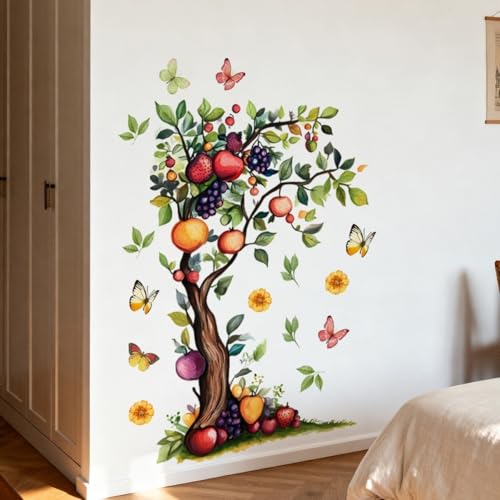 Autocollant arbre fruitier mural facile à poser et DIY