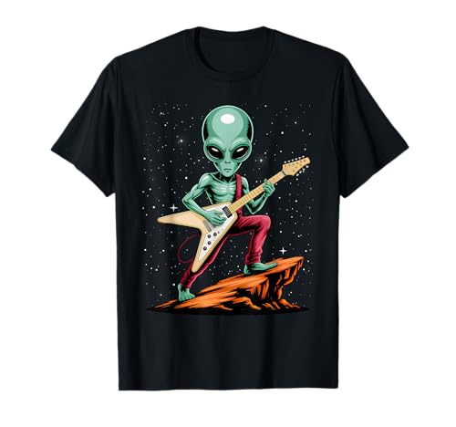 Alien Playing a Flying V Guitar T-Shirt
