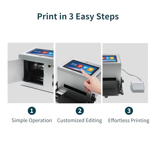 Image of Phezer Automatic Continuous Inkjet Coding Machine for Small Business with Original Quick-Drying Ink Cartridge, Intelligent Printer for Production Date /Time /Barcode /QR Code /Logo (5-Inch Touch Screen)