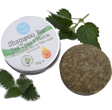 Anti Dandruff Shampoo Bar Tea Tree & Nettle Problem dry flaky scalp Sulphate free Handmade by Fizzy Fuzzy