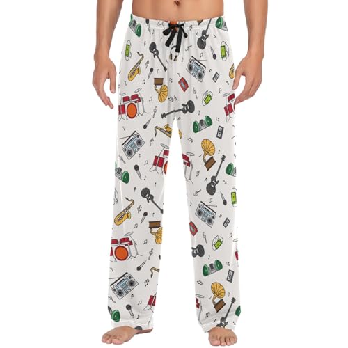 Squirrel Flowers Maple Leaves Pajama Pants for Men Comfort Sleep Lounge Bottoms Straight-fit with Pockets S-XXL