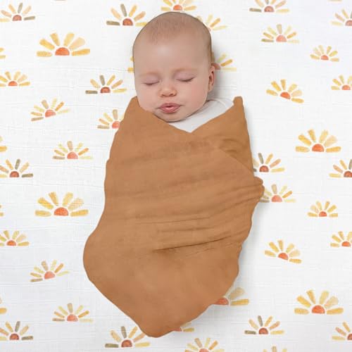 Image of SwaddleDesigns Softest Cotton Muslin Fitted Crib Sheet, Toddler Sheet for Boys & Girls, Fits Standard Crib Mattress (28 x 52 inches), Watercolor Sunny Days