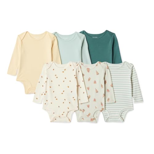 Amazon Essentials Unisex Baby Long Sleeve Cotton Bodysuits Pack of 6