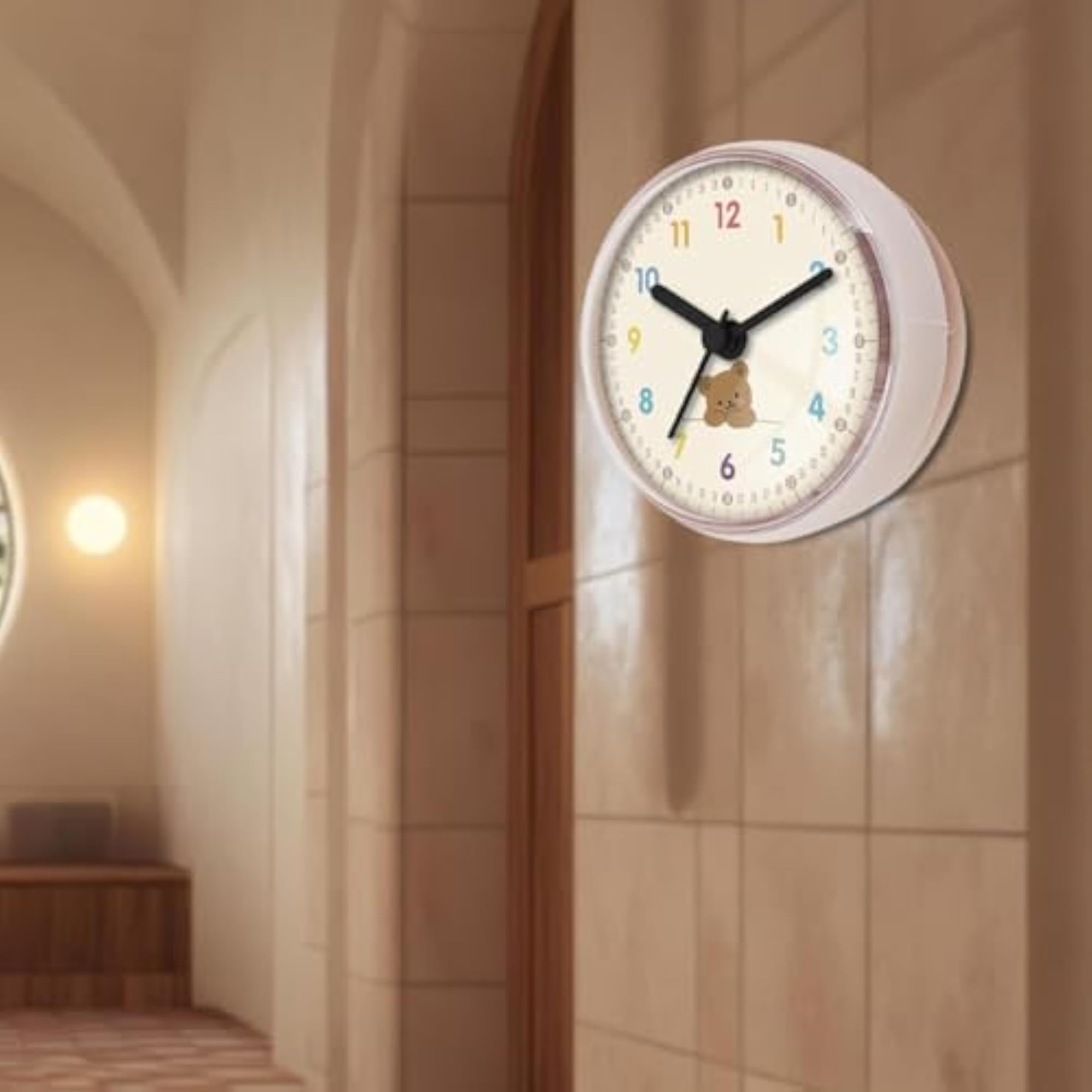 Compact Cartoon Bathroom Clock, Waterproof