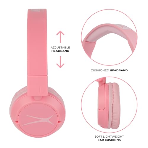 Image of Altec Lansing - Kid Safe 2-in-1 Bluetooth Headphones, Safe Volume Limiting, Foldable Design, Enjoy Audio and Protect Your Child's Hearing (Pink)