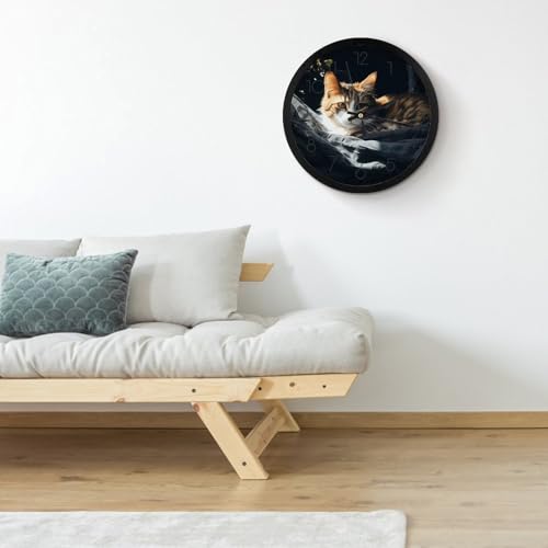 Horloge murale moderne chat lisible et silencieuse pour la maison