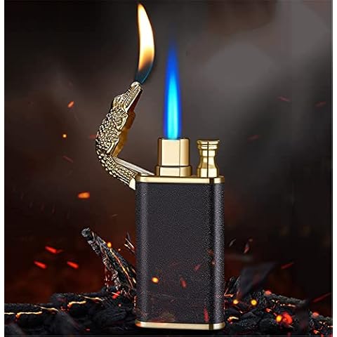Hehimin Magic Double Flame Lighter,Dual Arc Lighter Jet Flame Refillable Outdoor Windproof Lighter Suitable for Kitchen, Barbecue,Camping, Butane Not Included (Black) Cover